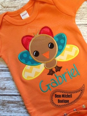 Baby Turkey applique embroidery design